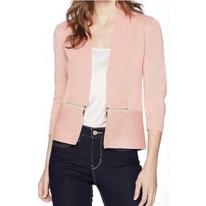 Ivanka Trump Women's Pink Blush Open Cardigan Sweater with Gold Zipper Size Med